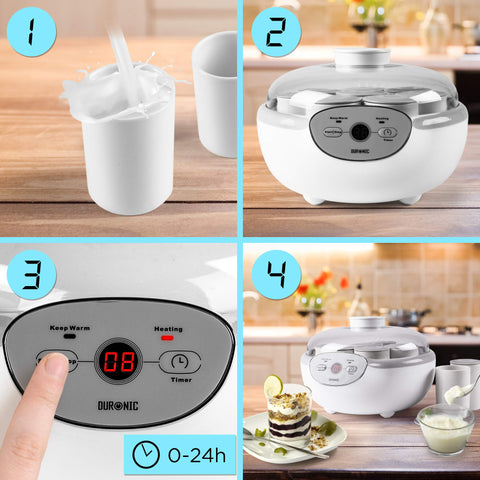Duronic Yoghurt Makers showing how to use a Duronic yogurt maker to create homemade yogurt.
